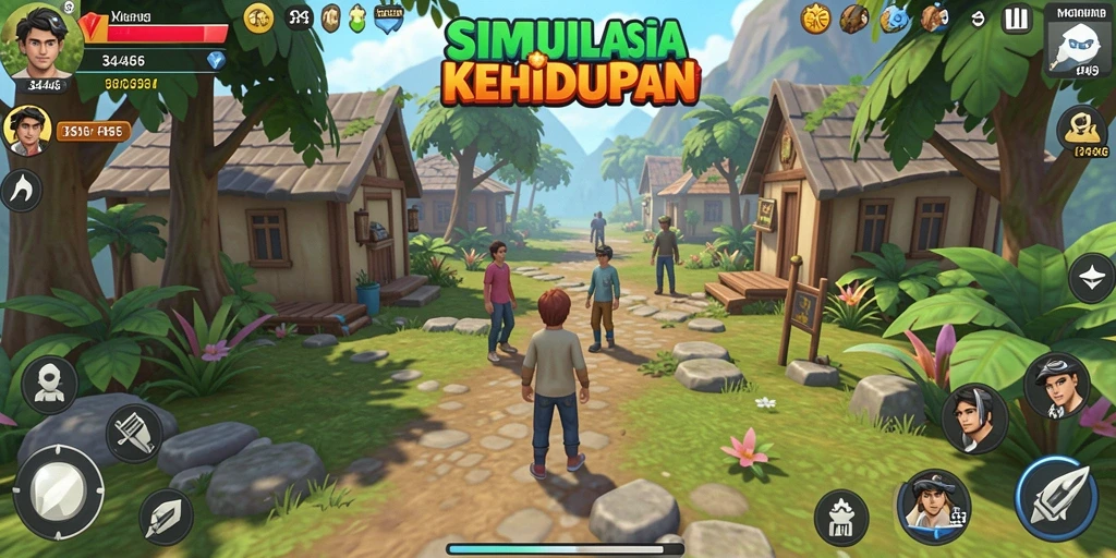 Tampilan gameplay menarik dari 3446 yang memberikan kesan simulasi kehidupan.