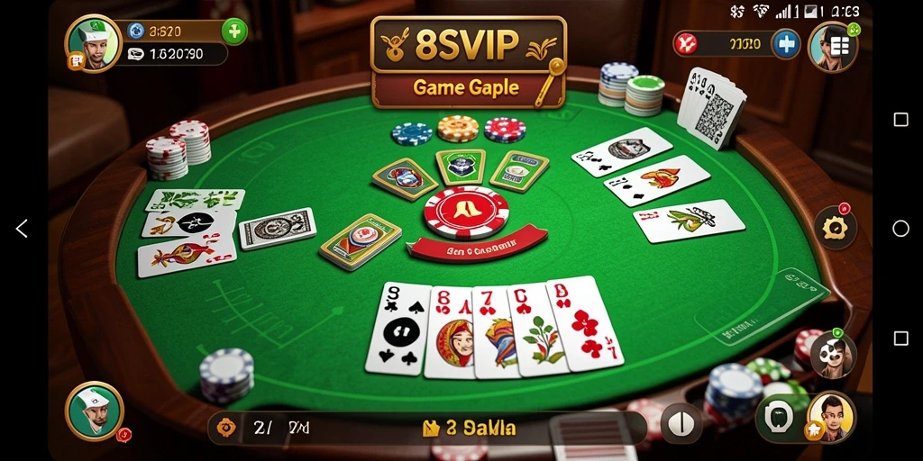 Tampilan gameplay Gaple yang seru di aplikasi 8SVIP.