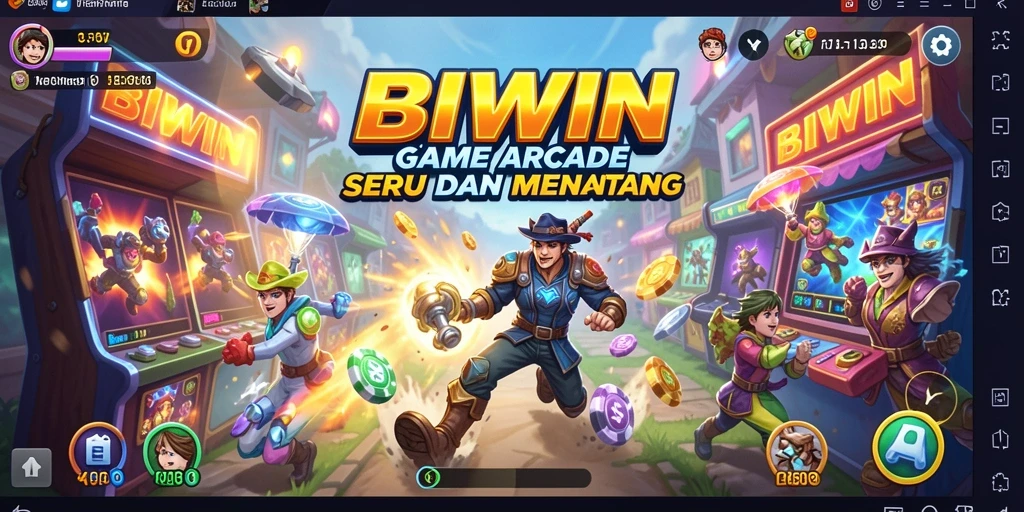 Screenshot utama BIWIN menampilkan aksi seru gameplay Arcade.