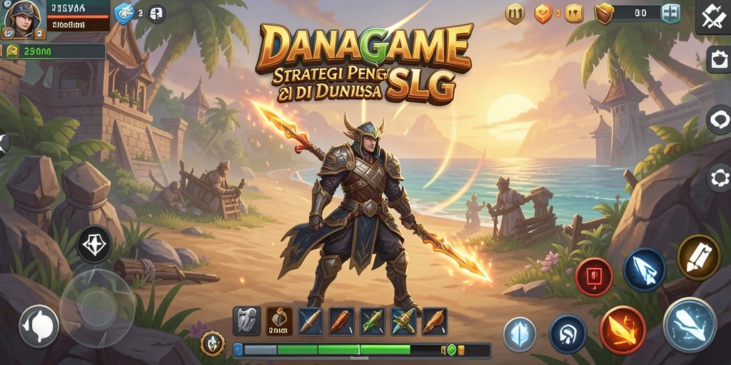 Screenshot utama DANAGAME menampilkan aksi penuh strategi dalam permainan SLG.