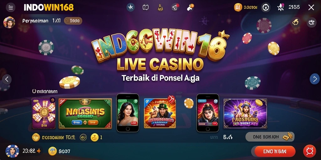 Tampilan gameplay Live Casino yang mendebarkan dan interaktif di INDOWIN168.