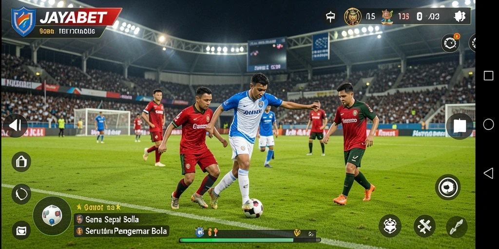 Screenshot gameplay <strong>JAYABET</strong> dengan aksi sepak bola yang seru.