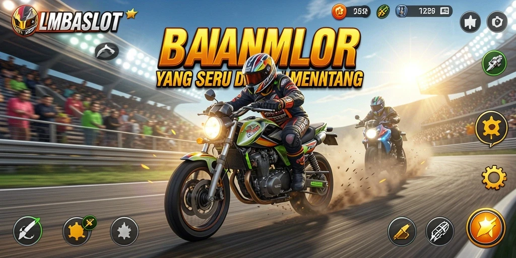 Gameplay seru LMBASLOT dengan balapan motor yang mendebarkan.