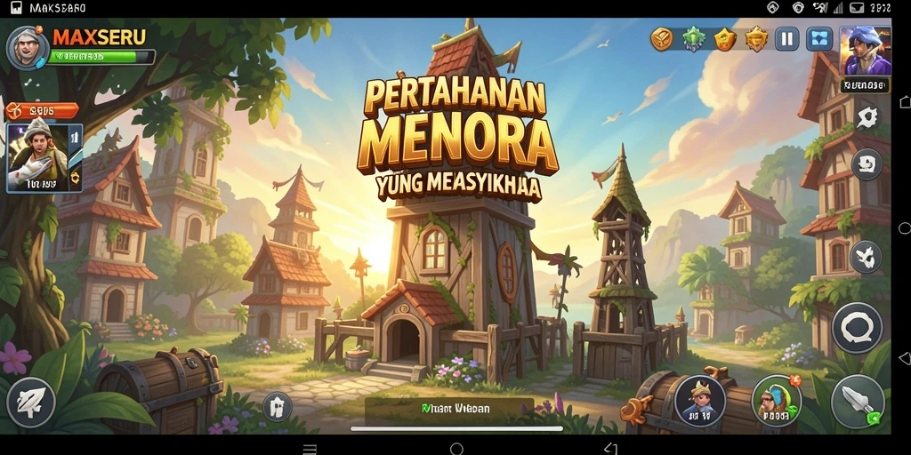 Tampilan menarik gameplay Tower Defense MAXSERU yang seru.