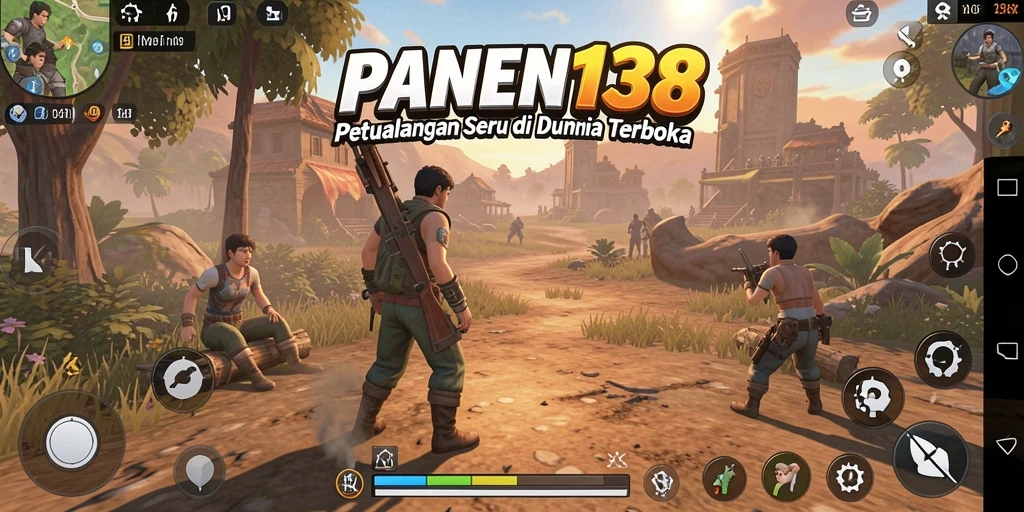 Screenshot utama PANEN138 menampilkan aksi eksplorasi seru dalam dunia terbuka.