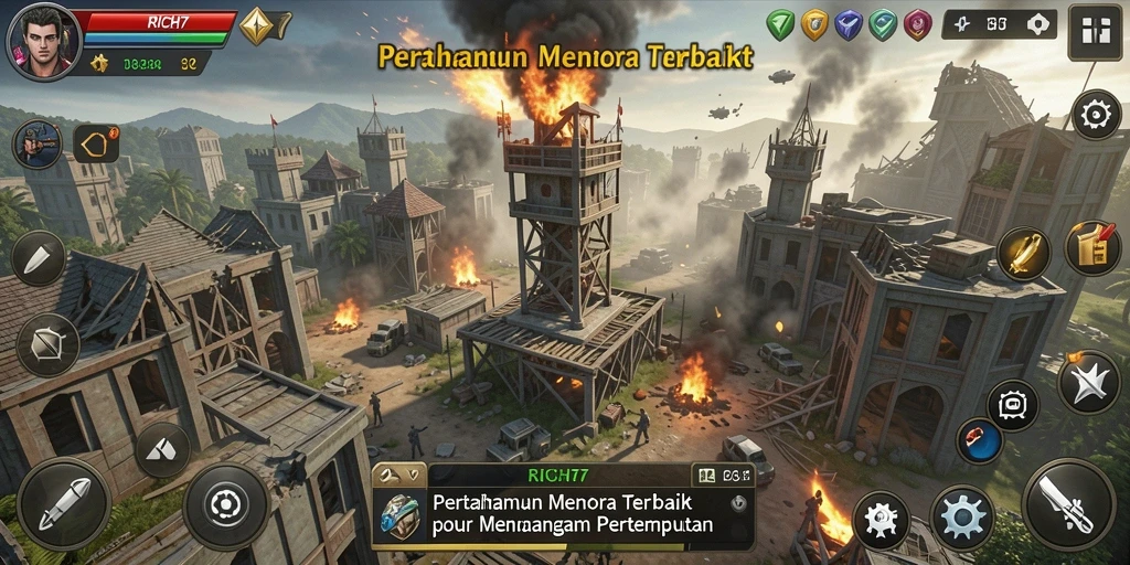 Tampilan menakjubkan dari gameplay strategi Tower Defense RICH7.
