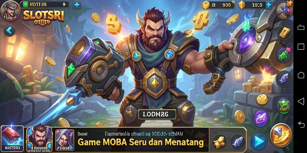 Tampilan gameplay SLOTSRI yang penuh aksi di arena pertempuran.