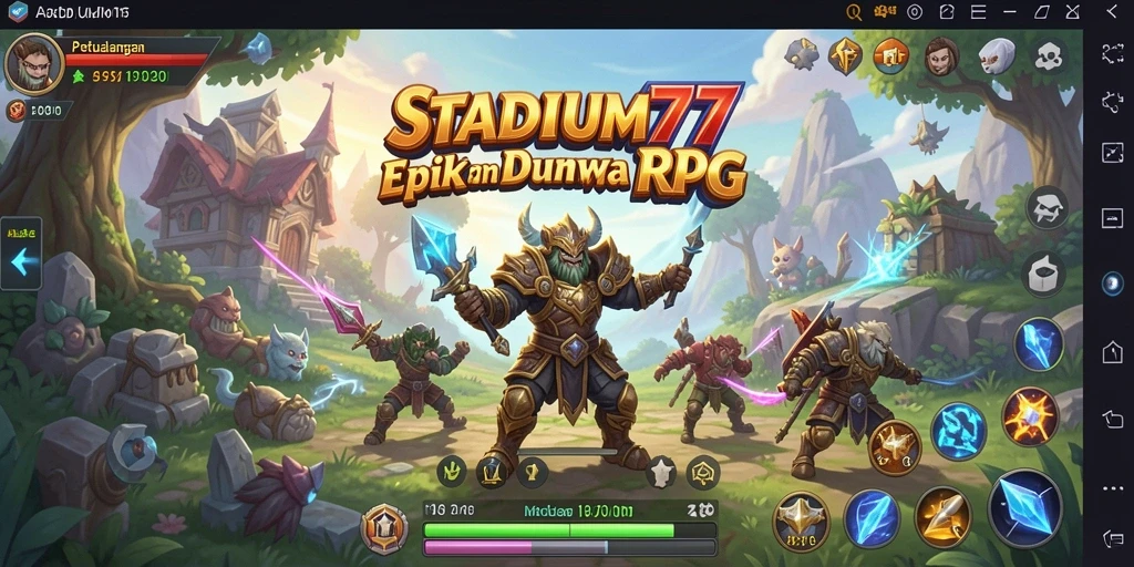 Tangkapan layar dari gameplay STADIUM77 menampilkan pertarungan epik.
